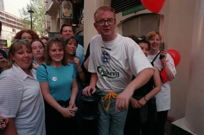 Framed Print : Chris Evans Radio / TV Presenter May 98 Virgin radio boss Chris Evans dressed as a Framed Print : Chris Evans Radio / TV Presenter May 98 Virgin radio boss Chris Evans dressed as a