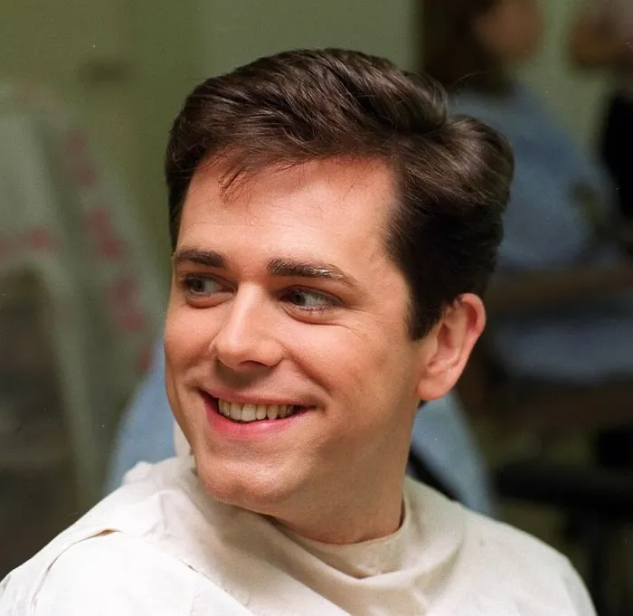 Framed Print : Chris Jarvis tv presenter before make up artists aged him in channel fours new tv