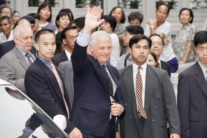 Framed Print : Chris Patten, the 28th and last Governor of Hong Kong, prepares for the official handover Framed Print : Chris Patten, the 28th and last Governor of Hong Kong, prepares for the official handover