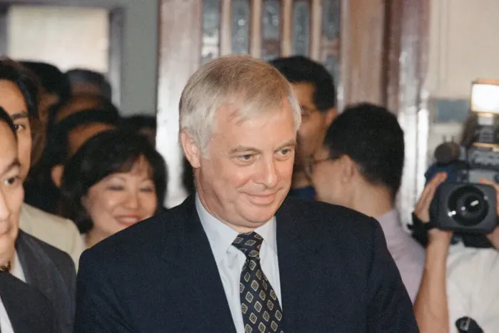 Framed Print : Chris Patten, the 28th and last Governor of Hong Kong, prepares for the official handover Framed Print : Chris Patten, the 28th and last Governor of Hong Kong, prepares for the official handover