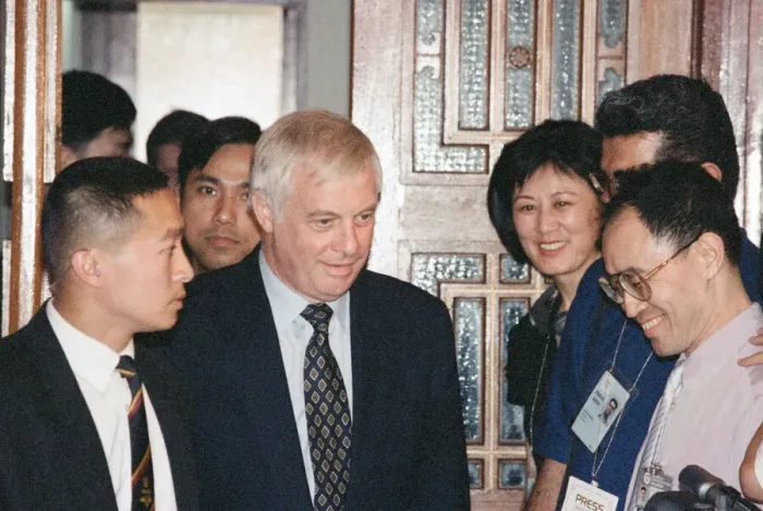 Framed Print : Chris Patten, the 28th and last Governor of Hong Kong, prepares for the official handover