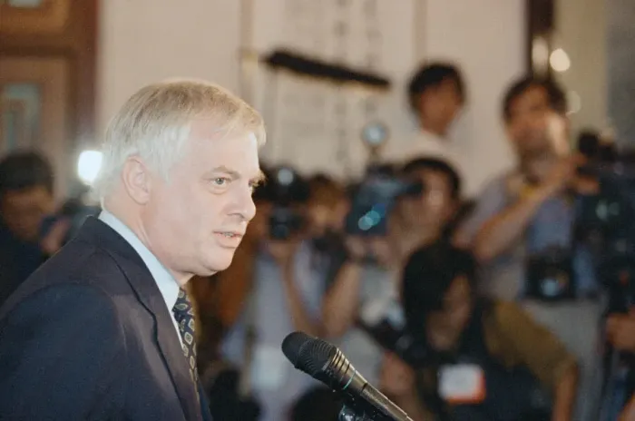Framed Print : Chris Patten, the 28th and last Governor of Hong Kong, prepares for the official handover Framed Print : Chris Patten, the 28th and last Governor of Hong Kong, prepares for the official handover