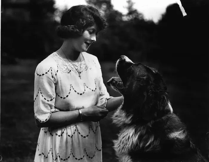Framed Print : Chrissie White and Sturdee a canine film star Y2K
