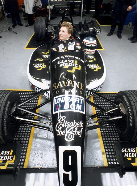 Christian Horner in his car at Silverstone, 14th February 1994