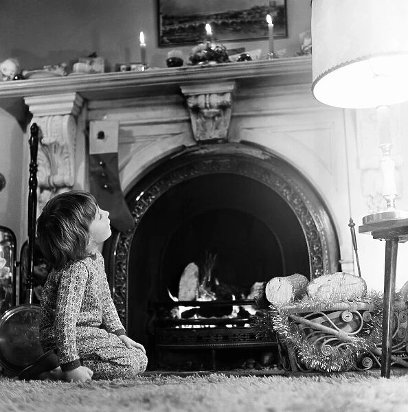 Christmas Eve, Child waits patiently for Father Christmas, Newcastle, Tyne and Wear