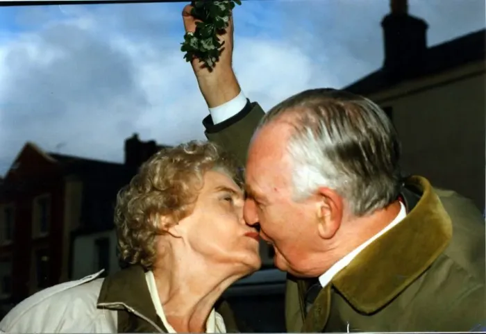 Framed Print : Christmas - Joyce and Jack Butt can t wait to try out the mistletoe they Framed Print : Christmas - Joyce and Jack Butt can t wait to try out the mistletoe they