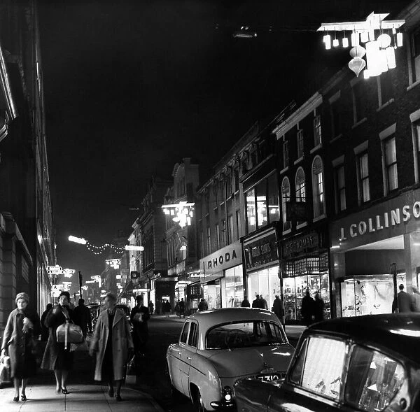 Christmas Lights, Bold Street, Liverpool, Merseyside, 23rd November 1961
