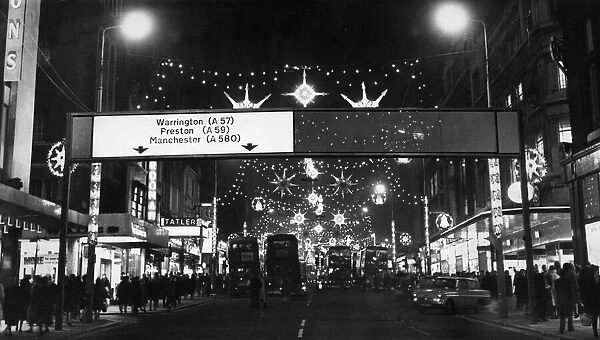 Christmas lights display in Church Street, Liverpool 24th November 1967