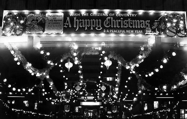 Christmas lights at the Precinct, Coventry. 17th November 1983