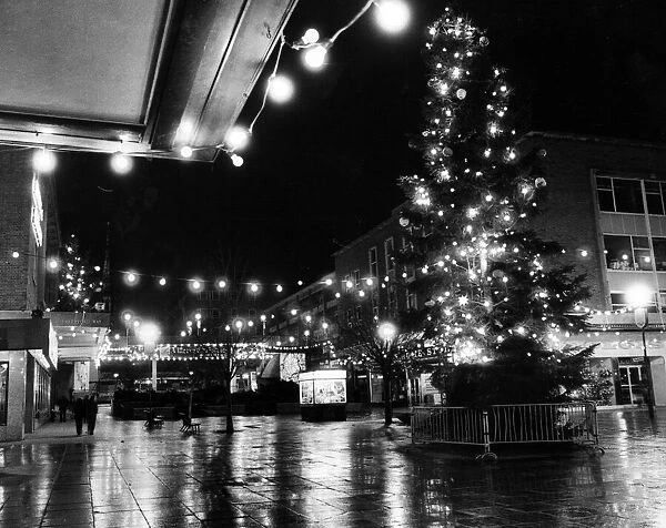 Christmas lights at the Precinct, Coventry. 19th November 1981