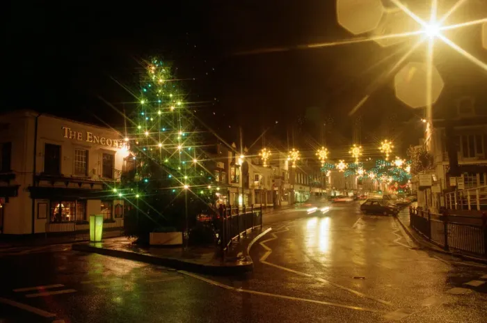 Framed Print : Christmas lights Stratford in Birmingham. 20th December 1993 Framed Print : Christmas lights Stratford in Birmingham. 20th December 1993