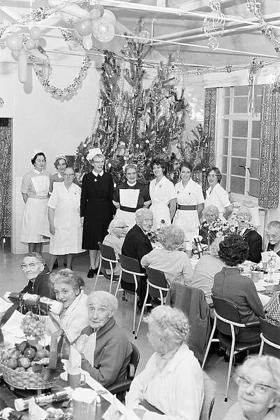 Christmas Lunch for residents and staff at hospital, Hydestile, Surrey