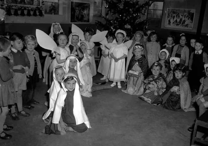 Framed Print : Christmas party at Surrey Nurseries. 17th December 1953 *** Local Caption Framed Print : Christmas party at Surrey Nurseries. 17th December 1953 *** Local Caption