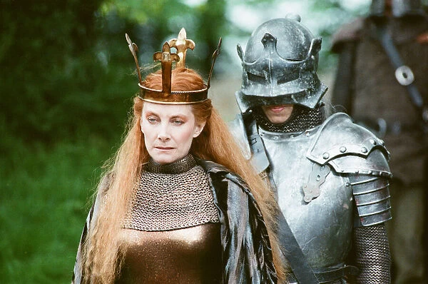 Christopher Bowen as Mordred with Jean Marsh as Morgaine whilst on location filming for