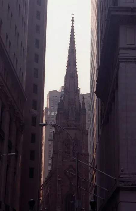 Framed Print : Church at end of Wall Street New York USA United States of America August 1999