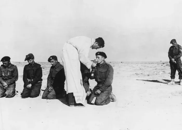 Framed Print : Church Parade in Desert. These troops attend church parade in the Western Desert Framed Print : Church Parade in Desert. These troops attend church parade in the Western Desert