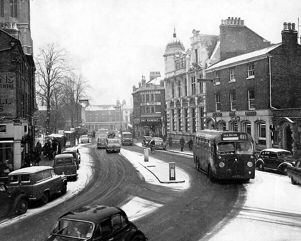Church Street, Rugby, with a covering of snow. 13th February 1960