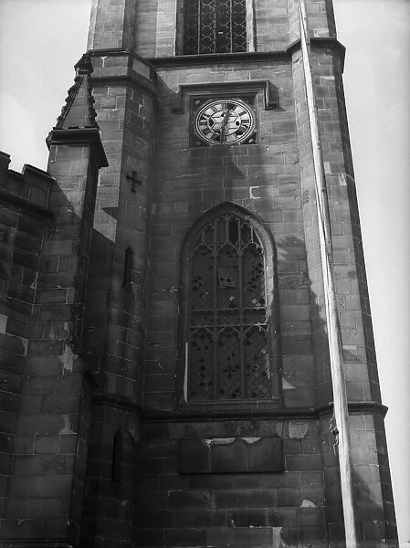 The church tower and stained windows at Dudley Parish Church