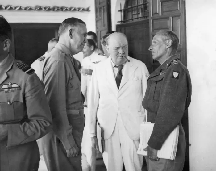 Framed Print : Churchill in North Africa at Allied planning conference