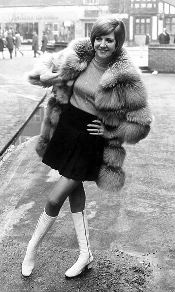 Cilla Black appears in Coventry dressed in an Arctic Fox fur coat