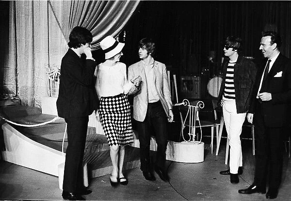 Cilla Black with The Beatles prior to A Night of a hundred stars at Palladium theatre 23