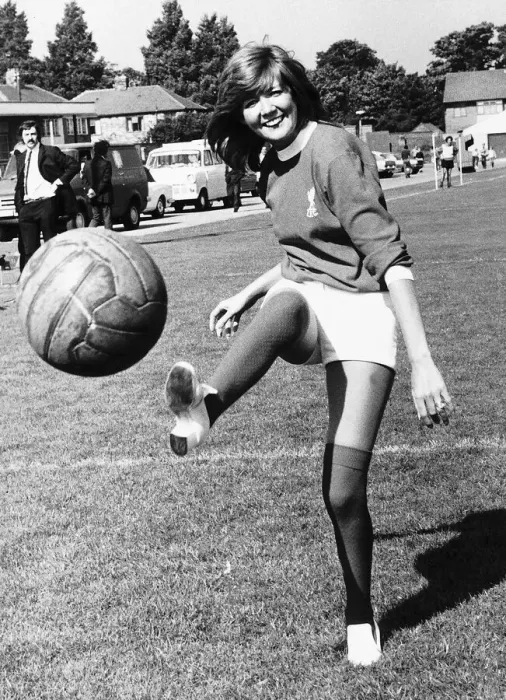 Framed Print : Cilla Black Singer TV Presenter Kicking football MSI Framed Print : Cilla Black Singer TV Presenter Kicking football MSI