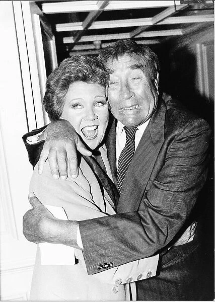 Cilla Black TV Personality gets a big hug from comedian Frankie Howerd at the Variety