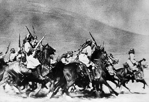 Circassian cavalry assisting French forces in Jordan. June 1941