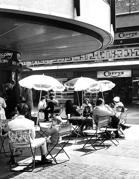The circular Godiva Cafe in the Lower Precinct, Coventry city centre - a popular place