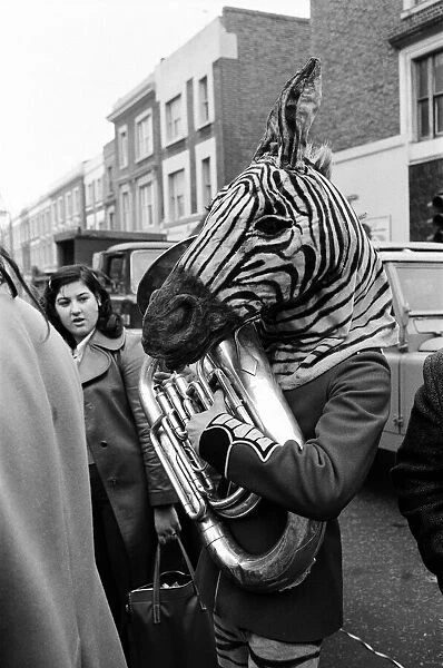 The circus visits Portobello Road, London. 13th January 1973