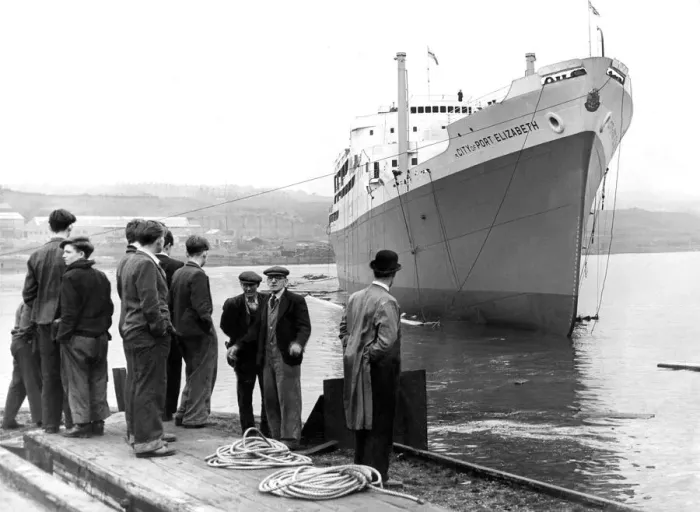 Framed Print : The City Of Port Elizabeth at the time of her launch at Walker in 1952 Framed Print : The City Of Port Elizabeth at the time of her launch at Walker in 1952