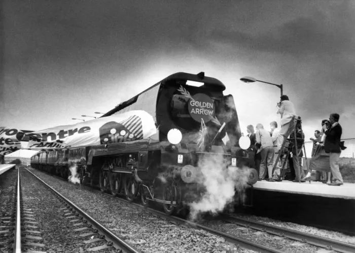 Framed Print : The City of Wells steam locomotive opens the new travel interchange at Gateshead railway