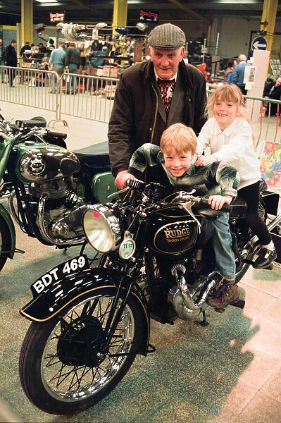 Classic Bike Show - Ron Butler from Brotton puts his great grandchildren Stacey