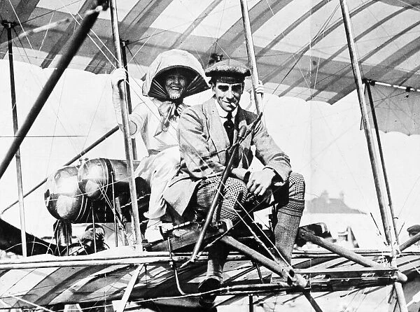 Claude Graham-White and Mrs. Astley, passenger at Bournemouth air meeting, July 1910