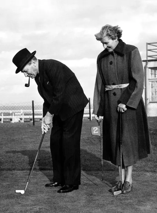 Framed Print : Clement Attlee MP Prime Minister on a putting green with his wife Framed Print : Clement Attlee MP Prime Minister on a putting green with his wife