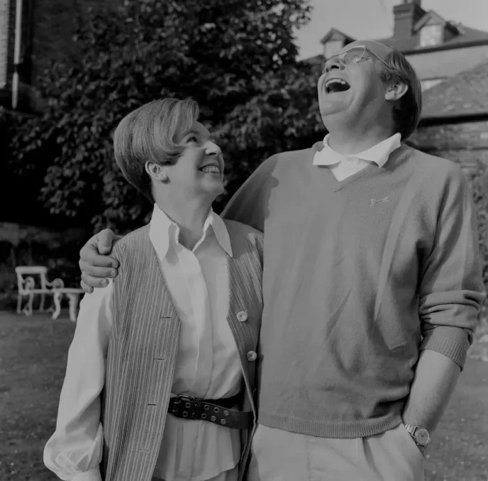 Framed Print : Cliff Mitchelmore and his wife Jean Metcalfe at their home in Reigate, Surrey