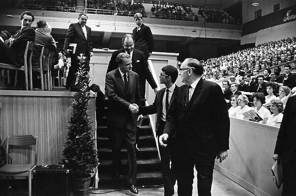 Cliff Richard attends the Billy Graham service at Earls Court. 16th June 1966