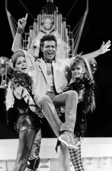 Framed Print : Cliff Richard and the cast of the musical Time Framed Print : Cliff Richard and the cast of the musical Time