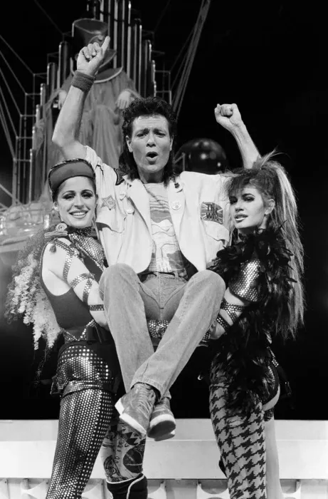 Framed Print : Cliff Richard and the cast of the musical Time Framed Print : Cliff Richard and the cast of the musical Time