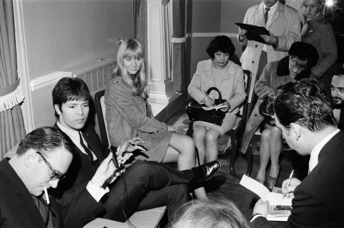 Framed Print : Cliff Richard gives a press conference during Eurovision Song Contest rehearsals