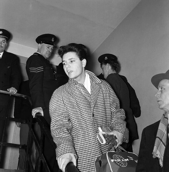 Cliff Richard pictured at London Airport, leaving for New York. 18th January 1960