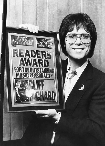 Cliff Richard singer actor recieves a Daily Mirror award for music personality of
