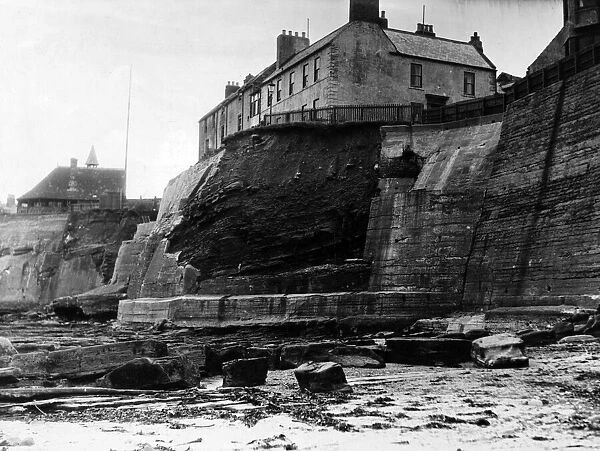 The cliffs at Cullercoats which are in danger of falling into the sea