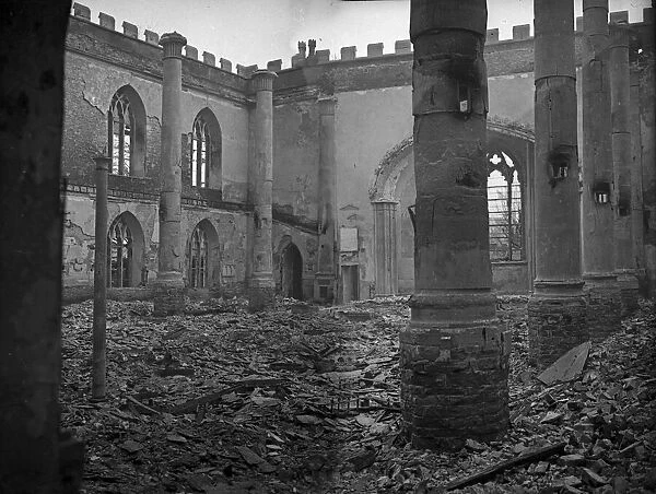 Clifton Parish Church following the Luftwaffe raid on the city of Bristol