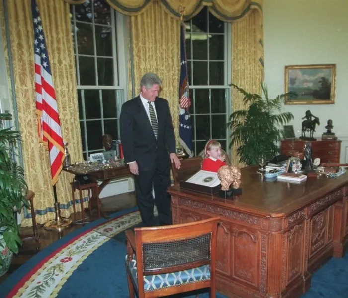 Framed Print : Bill Clinton President of the United States in the White House with Catherine Hamill aged Framed Print : Bill Clinton President of the United States in the White House with Catherine Hamill aged