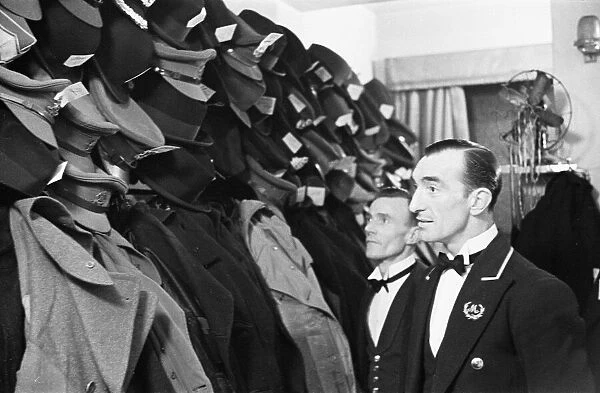 Cloakroom attendants at the Mirabelle Restuarant. Circa 1946