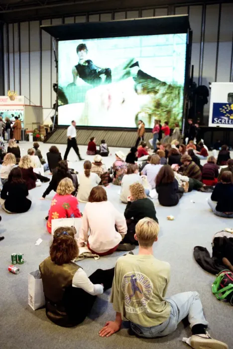 Framed Print : Clothes Show Live, audience members looking at a big screen, Birmingham NEC