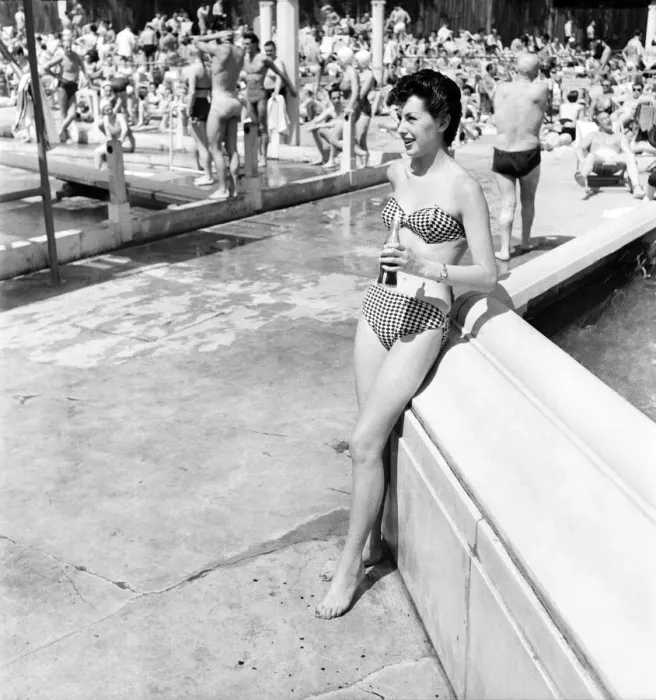 Framed Print : Clothing Beachwear. Jase Mills modelling bikini. July 1953 D3467