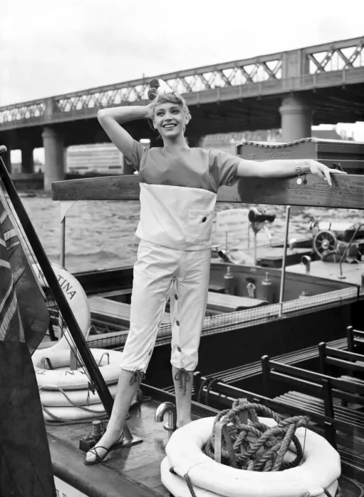 Framed Print : Clothing: Beachwear: Red and white sunsuit modelled by Margaret Simons. July 1951 B732 Framed Print : Clothing: Beachwear: Red and white sunsuit modelled by Margaret Simons. July 1951 B732