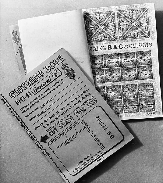 Clothing coupon books issued to the public during the Second world War. May 1943